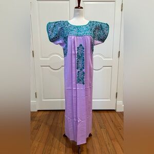 San Antonino Maxi Dress,Oaxaca Mexican dress.Hand Embroidered with Silk Threads.